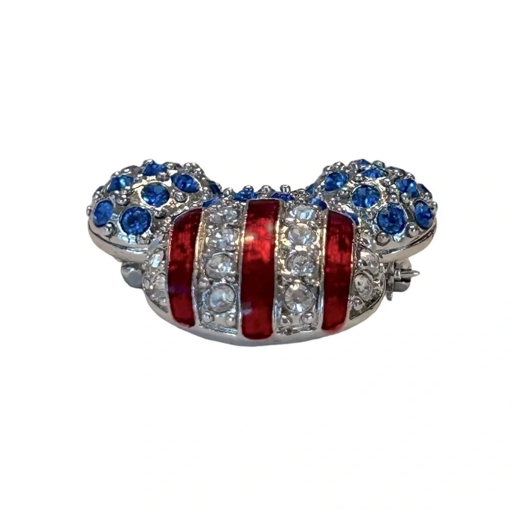 VINTAGE SWAROVSKI CRYSTAL DISNEY Brooch pin Mickey Mouse Icon American flag